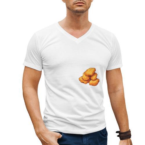 Chicken Nugget Saying Introvert Nuggie Foodie Food Men's V-Neck T-Shirt - Raresse