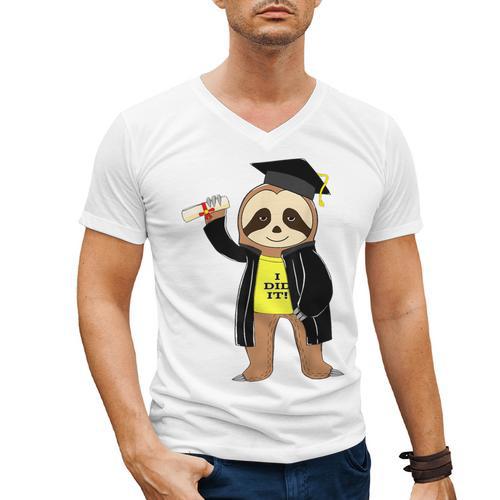 Class Of 2022 Sloth Graduation Masters College High School Men's V-Neck T-Shirt - Best Gift Smart