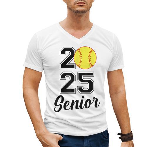 Class Of 2025 Softball Senior Graduation Graduate Women Men's V-Neck T-Shirt - Best Gift Smart