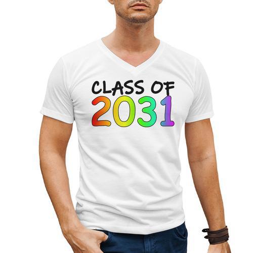 Class Of 2031 Pre-K -12th Grade Hand Prints Space Graduation Men's V-Neck T-Shirt - Best Gift Smart
