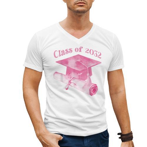 Class Of 2032 Senior 2032 Back To School 2032 Graduation Cap Men's V-Neck T-Shirt - Best Gift Smart