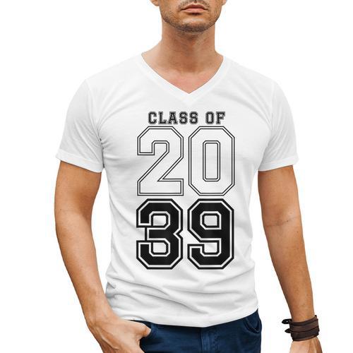 Class Of 2039 Blue Graduation Senior Student Tee Men's V-Neck T-Shirt - Best Gift Smart