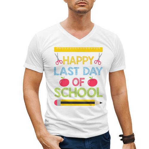 Cool Stylish Happy Last Day Of School Shirt Graduation Men's V-Neck T-Shirt - Best Gift Smart
