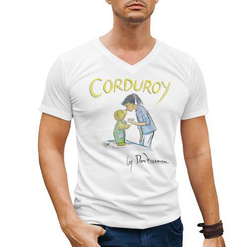 Corduroy Classic Book Cover Vintage Style Children's Book Men's V-Neck T-Shirt - Bookorys DE