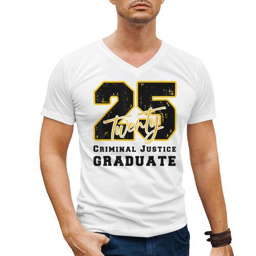 Criminal Justice Graduate Graduated Class Of 2025 Graduation Men's V-Neck T-Shirt - Best Gift Smart