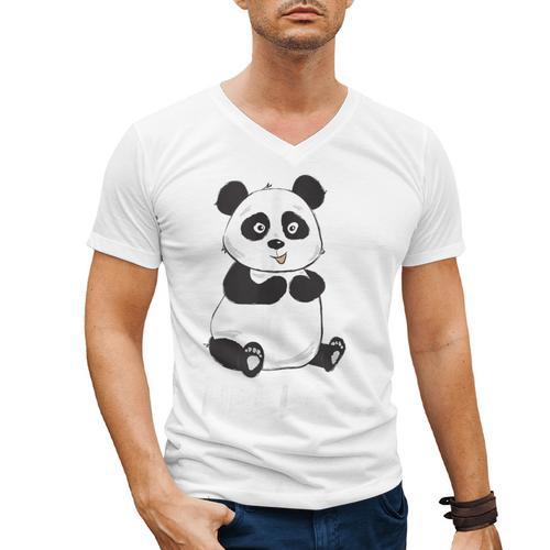 Cute Introvert Vibes – Panda Hello & Goodbye Men's V-Neck T-Shirt - Raresse