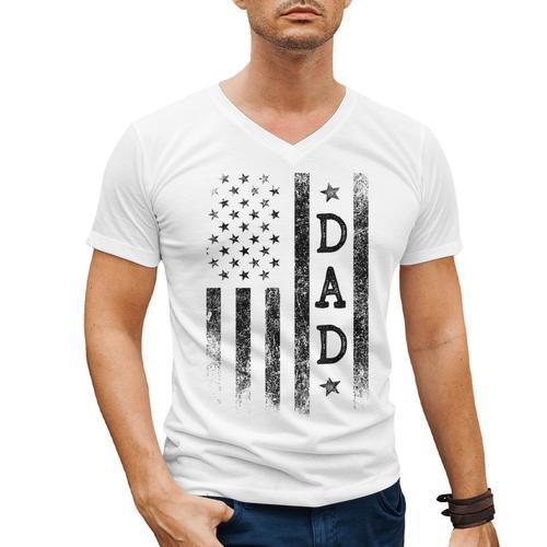 Dad Patriotic American USA Flag Father's Day Dad Men's V-Neck T-Shirt - Father's Day Fun