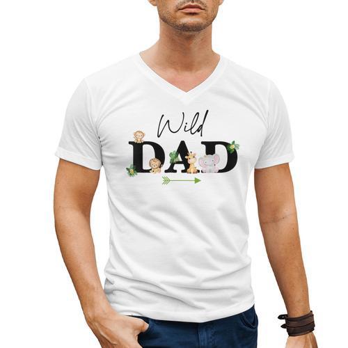 Dad Of The Wild One Zoo Birthday Safari Jungle Animal Men's V-Neck T-Shirt - Father's Day Fun