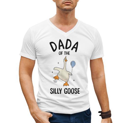 Dada Of The Silly Goose First Birthday Family Matching Men's V-Neck T-Shirt - Father's Day Fun