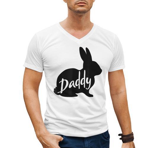 Daddy Bunny Rabbit Father Dad Easter Men's V-Neck T-Shirt - Father's Day Fun