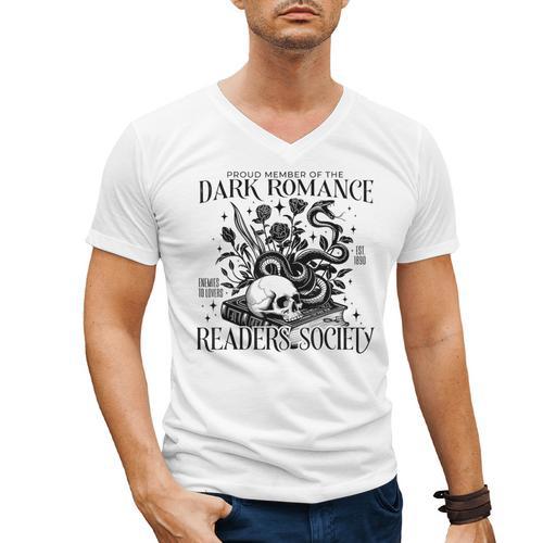 Dark Romance Books Lover Bookish Bookworm Gothic Aesthetic Men's V-Neck T-Shirt - Bookorys