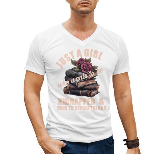 Dark Romance Women Told To STFUATTDLAGG Smutt Book Merch Premium Men's V-Neck T-Shirt - Bookorys