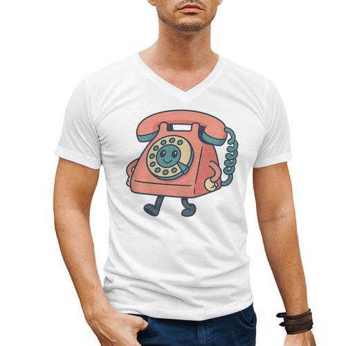 Dial It Back Retro Tech Nostalgia Vintage Premium Tri-Blend Men's V-Neck T-Shirt - Figerry