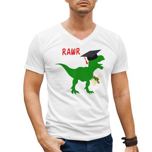 Dinosaur Rawr Diploma Graduate Graduation Men's V-Neck T-Shirt - Best Gift Smart