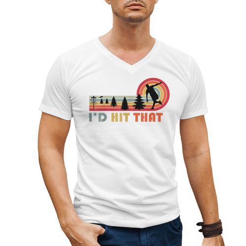 Disc Golf I'd Hit That Frisbee Golfer Retro Men Dad Men's V-Neck T-Shirt - Father's Day Fun
