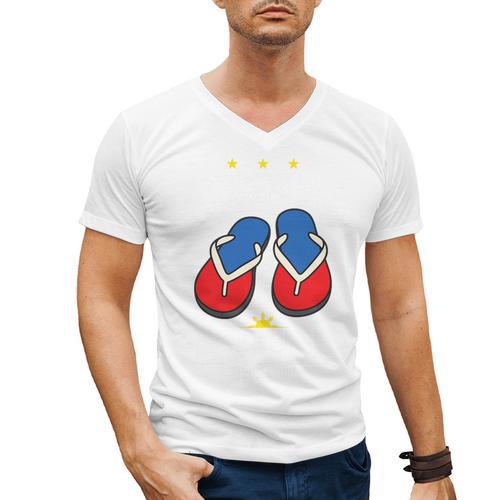 Discipline Arsenal Pinoy Nostalgia Filipino Tsinelas Premium Tri-Blend Men's V-Neck T-Shirt - Figerry