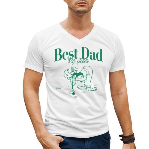 Disney Mickey & Friends Father's Day Best Dad Goofy Big Logo Men's V-Neck T-Shirt - Father's Day Fun