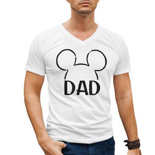 Disney Mickey And Friends Dad Mickey Ears Outline Logo Men's V-Neck T-Shirt - Father's Day Fun