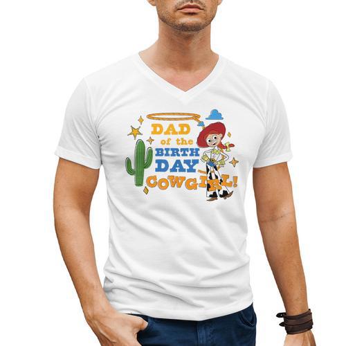 Disney And Pixar's Toy Story Dad Of The Birthday Cowgirl Men's V-Neck T-Shirt - Father's Day Fun