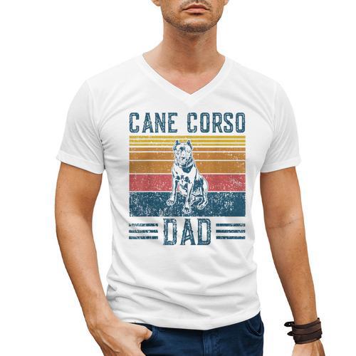 Dog Cane Corso Dad Vintage Cane Corso Dad Men's V-Neck T-Shirt - Father's Day Fun