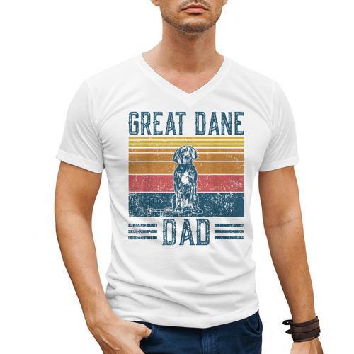 Dog Dad Vintage Great Dane Dad Men Women Kids Men's V-Neck T-Shirt - Father's Day Fun
