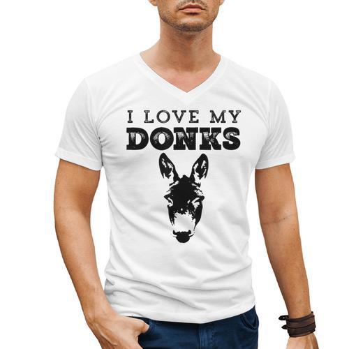 Donkey Mom Or Dad I Love My Donks Farmer Men's V-Neck T-Shirt - Father's Day Fun