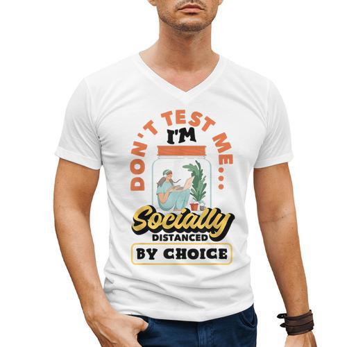 Don't Test Me Introvert's Men's V-Neck T-Shirt - Raresse