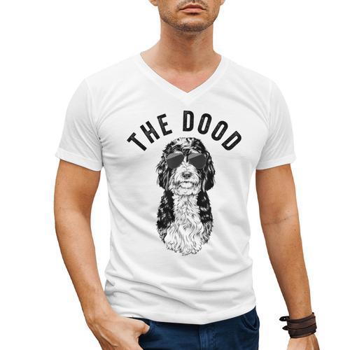 The Dood Bernedoodle Mom Doodle Dog Dad Men's V-Neck T-Shirt - Father's Day Fun