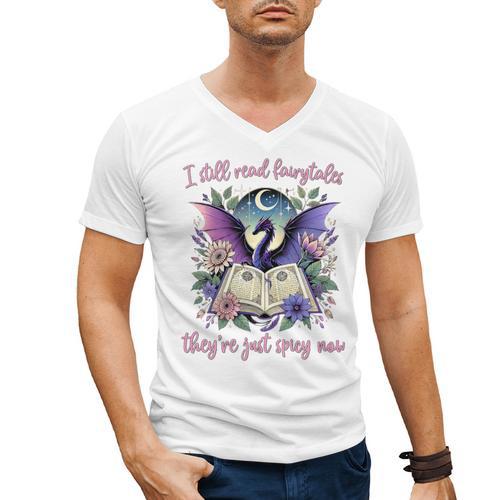 Dragon Bookish Romantasy Smut Merch Spicy Book Lover Premium Men's V-Neck T-Shirt - Bookorys AU