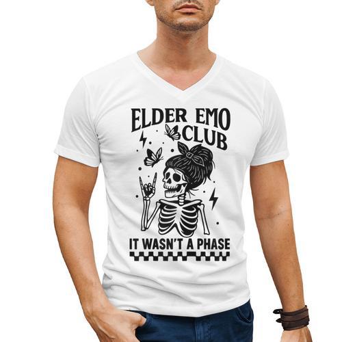 Elder Emo Club Skeleton Nostalgia It Wasn't a Phase Mom Men's V-Neck T-Shirt - Figerry