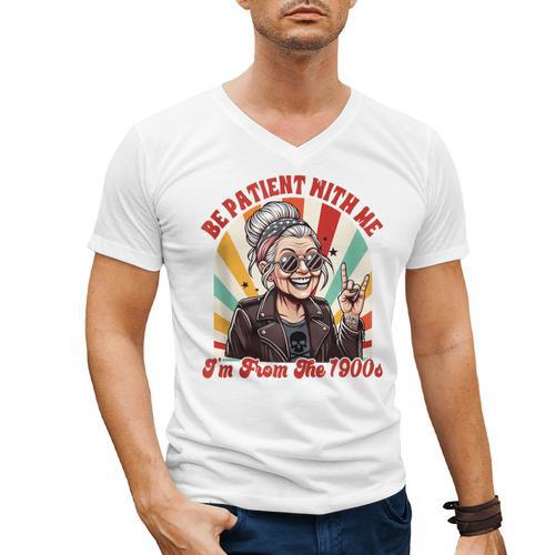 Elder Emo Grandma Nana Be Patient With Me I'm From The 1900s Men's V-Neck T-Shirt - Figerry