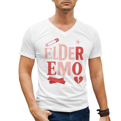 Elder Emo Retro Punk Typography Nostalgia Men's V-Neck T-Shirt - Figerry
