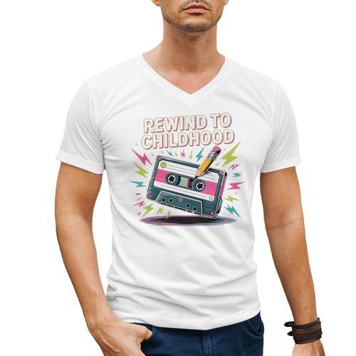 Elder Millennials Embracing 90s Rewind Nostalgia Vibes Premium Men's V-Neck T-Shirt - Figerry