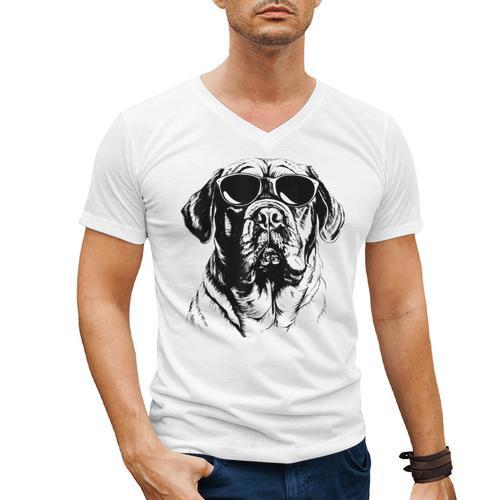 English Mastiff Sketch Drawing Art Dog Lover Mom Dad Women Men's V-Neck T-Shirt - Father's Day Fun