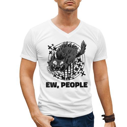 Ew People Introvert Cat Lover Crazy Cats Lady Men's V-Neck T-Shirt - Raresse