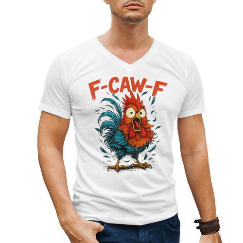 F-Caw-F Rooster F Awk F Chicken Coffee Romance Books Lover Men's V-Neck T-Shirt - Bookorys DE