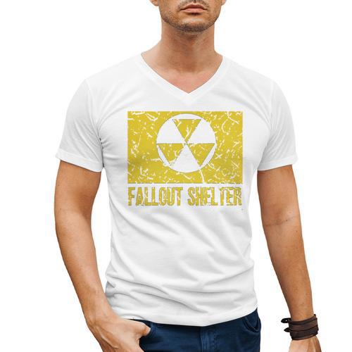 Fallout Shelter Nuclear War Radioactive Nostalgia T-Shirt Men's V-Neck T-Shirt - Figerry