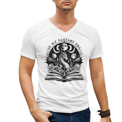 In My Fantasy Era Reading Fantasy Books Halloween Bookish Men's V-Neck T-Shirt - Bookorys