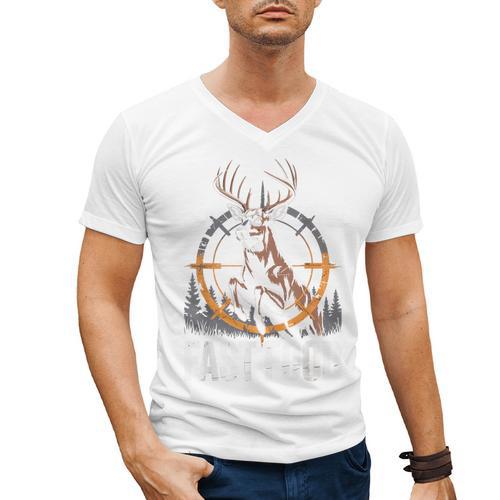 Fast Food Deer Hunting Hunter Dad Tail Buck Men's V-Neck T-Shirt - Father's Day Fun