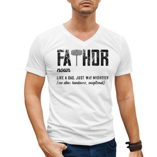 Fathor Like Dad Just Way Mightier Father's Day FA-Thor Men's V-Neck T-Shirt - Father's Day Fun
