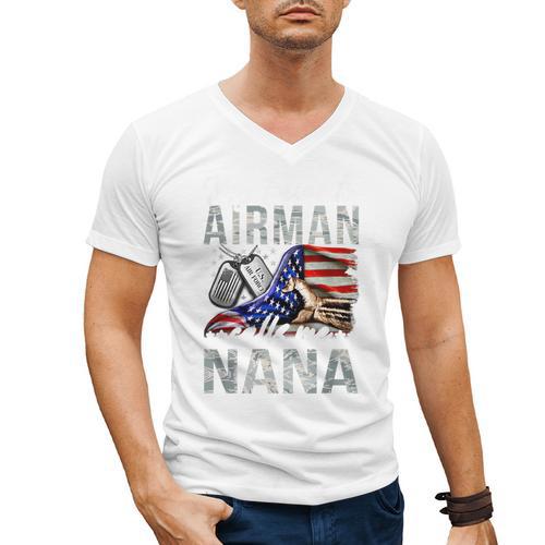 My Favorite Airman Calls Me Nana Air Force Graduation Nana Men's V-Neck T-Shirt - Best Gift Smart