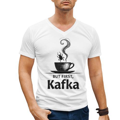 But First Kafka Coffee For Literature & Book Lovers Men's V-Neck T-Shirt - Bookorys CA