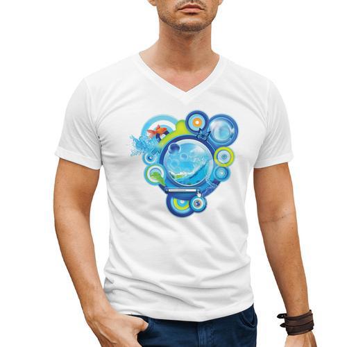 Frutiger Aero Metro Abstract Maximalism 2000s Nostalgia Premium Tri-Blend Men's V-Neck T-Shirt - Figerry