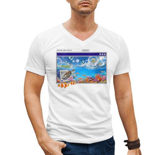 Frutiger Aero Y2k 2000s Men's V-Neck T-Shirt - Figerry