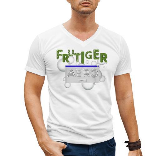 Frutiger Aero Y2K Fashion Trends Grass Fun Computers Men's V-Neck T-Shirt - Figerry