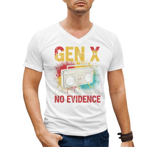 Gen X Lots Of Memories No Evidence Retro Nostalgia Humor Men's V-Neck T-Shirt - Figerry