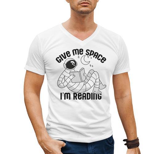 GIVE ME Space I'm Reading Kids Astronaut Book Reader Meme Premium Tri-Blend Men's V-Neck T-Shirt - Bookorys CA