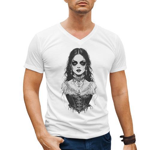 Gothic Goth Girl Woman Movie Book Art Men's V-Neck T-Shirt - Bookorys