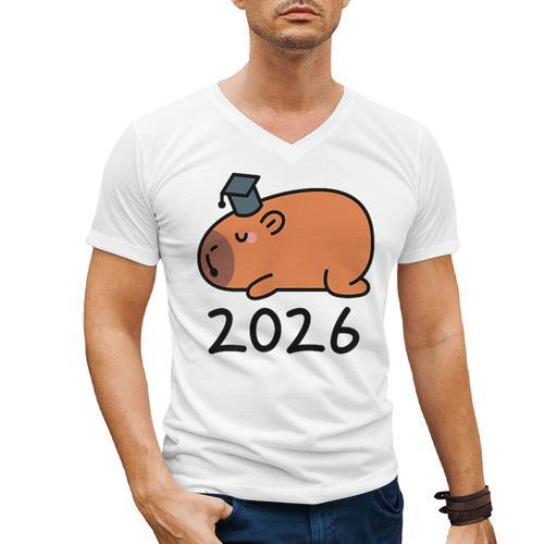 Grad Class Of 2026 Capybara Graduation Graduated Kids Men's V-Neck T-Shirt - Best Gift Smart