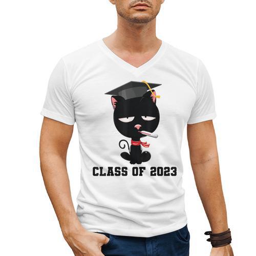 I Graduated Class Of2023 Cat Graduation Men's V-Neck T-Shirt - Best Gift Smart